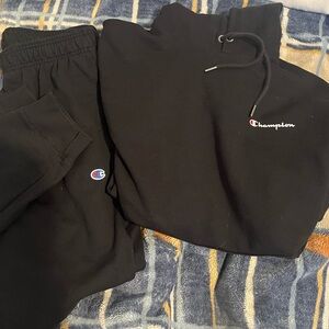 Champion Black Sweatpants and hoodie for Men